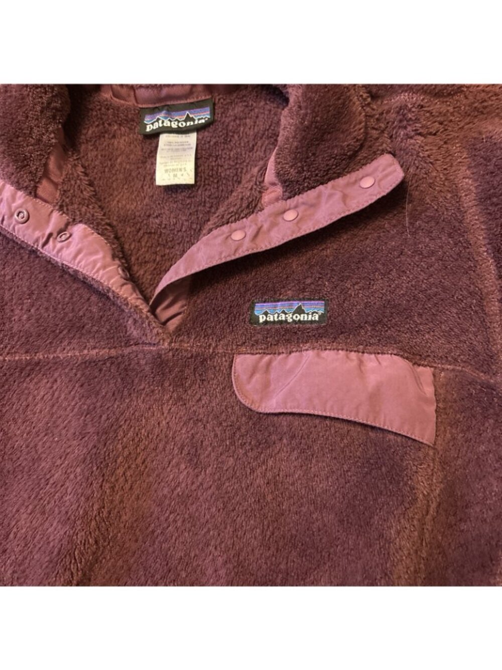 Women’s Patagonia Burgundy Snap Front Sherpa Size Medium - Picture 5 of 7